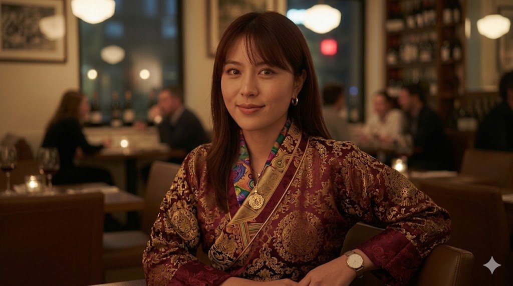 Colorful Tibetan prayer flags strung across mountain air