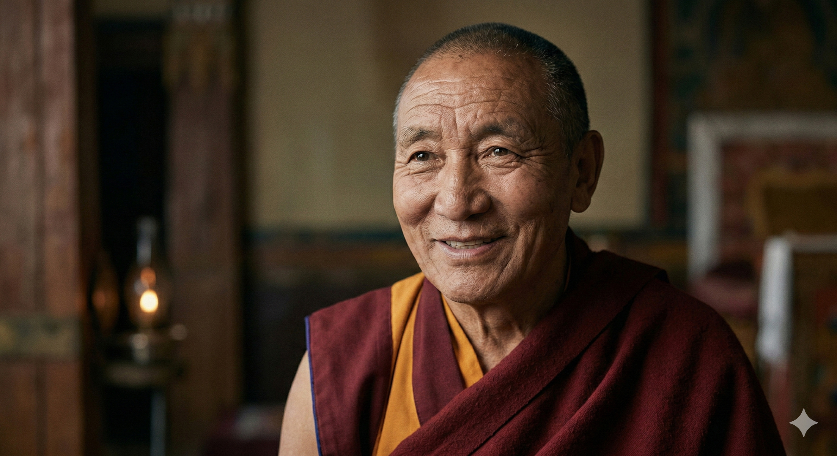 Lama Karma Dorje — portrait (AI-generated for demo purposes)