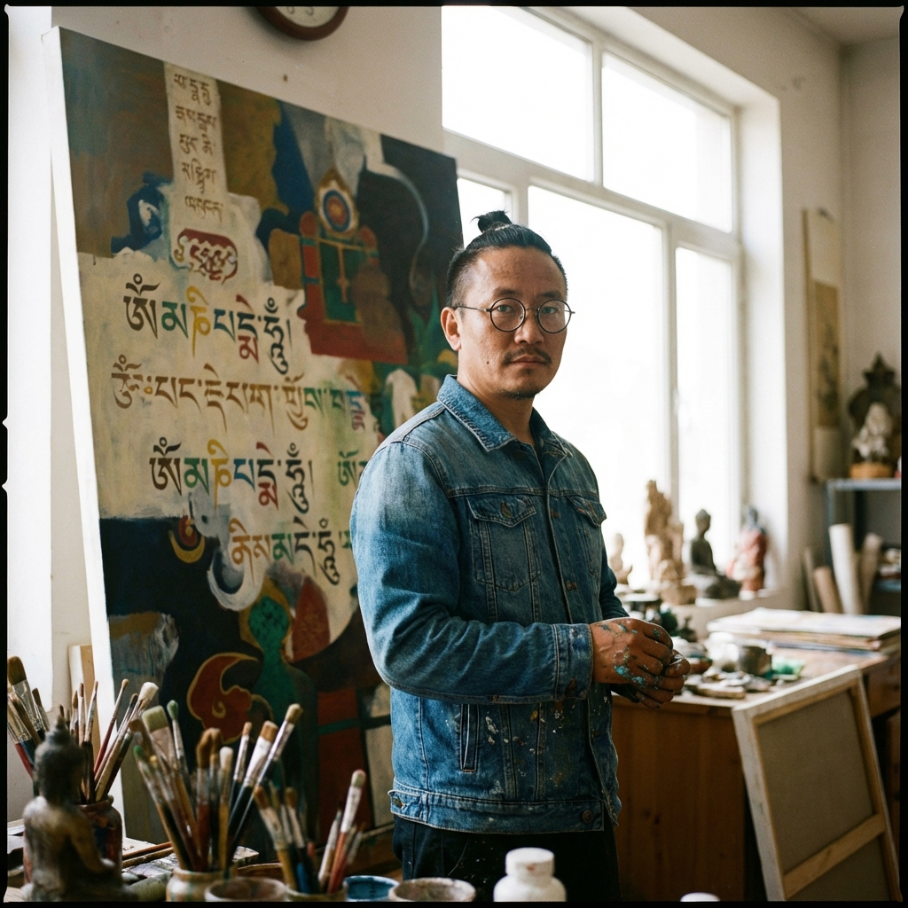 Portrait of Tenzin Norbu, master thangka painter
