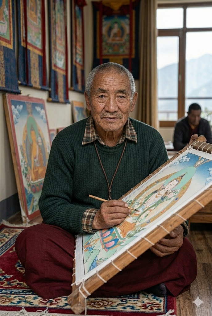 Tenzin Norbu, master thangka painter at Vermillion Arts